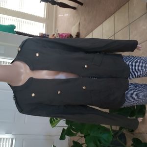 Marc New York L Green military jacket rayon nylon spandex long lines